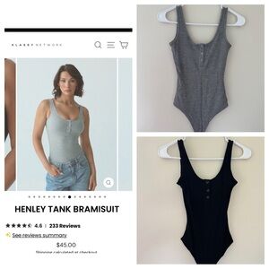 Klassy Network Gray & Black Henley Tank Bramisuit bundle